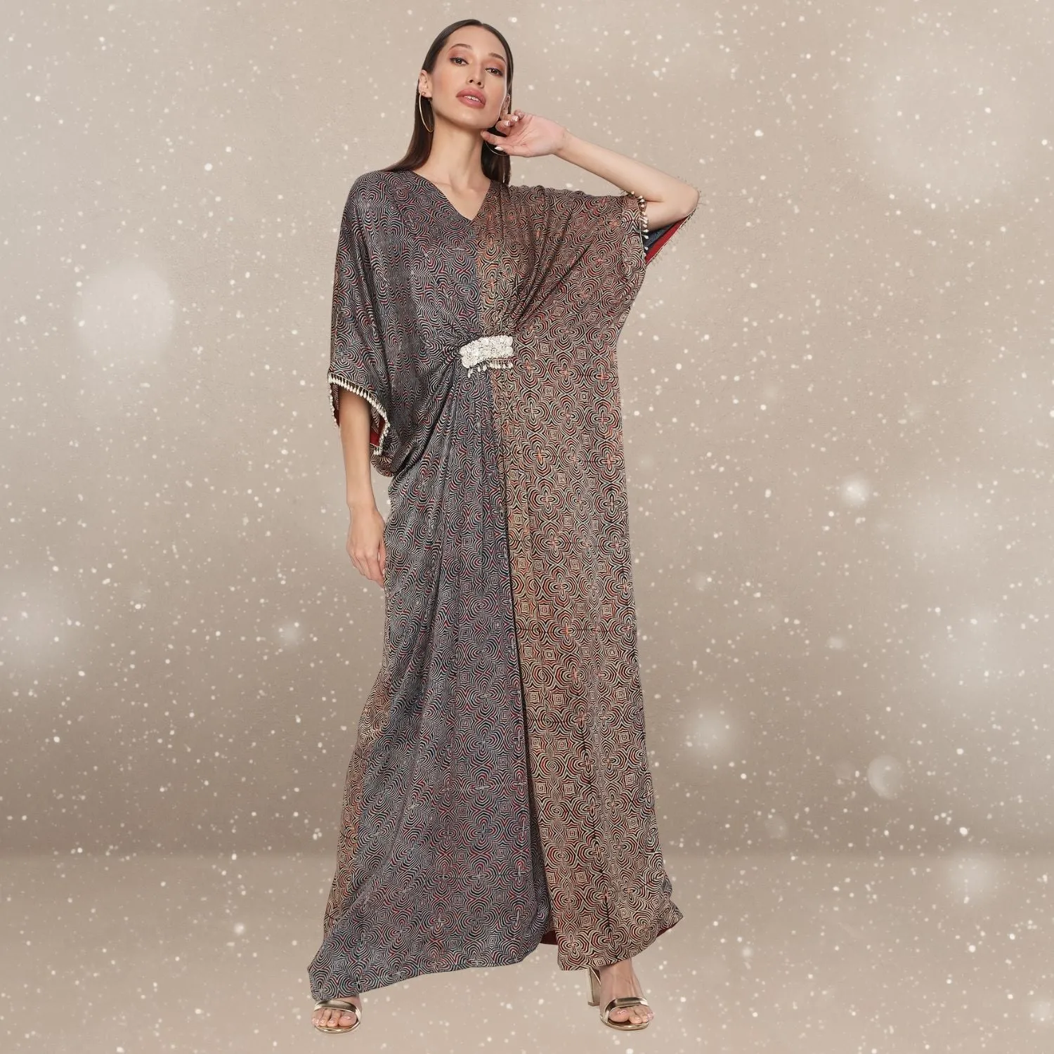 Alice Ajrakh Modal Kaftan | Hand-Block Print | Radiant Reverie
