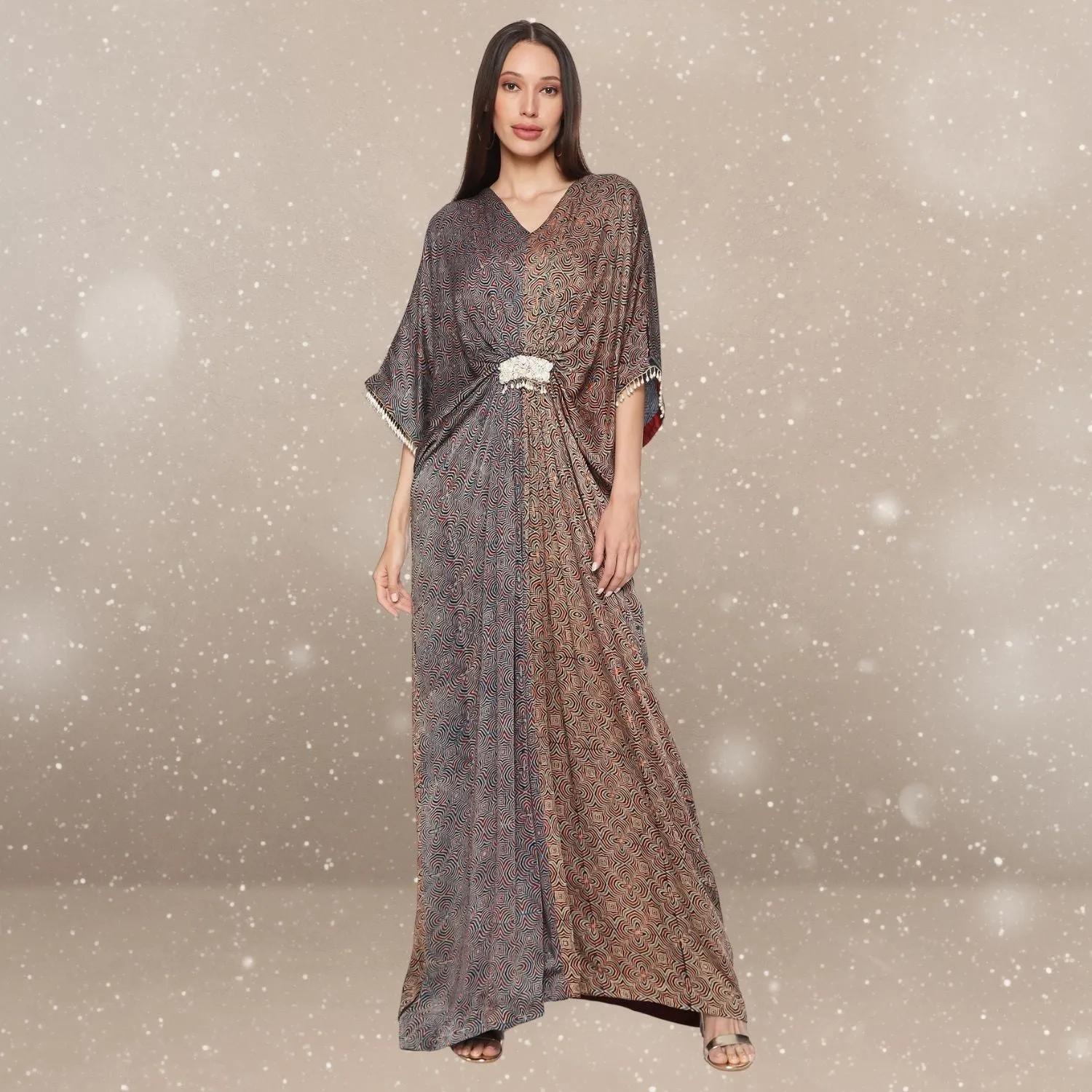 Alice Ajrakh Modal Kaftan | Hand-Block Print | Radiant Reverie