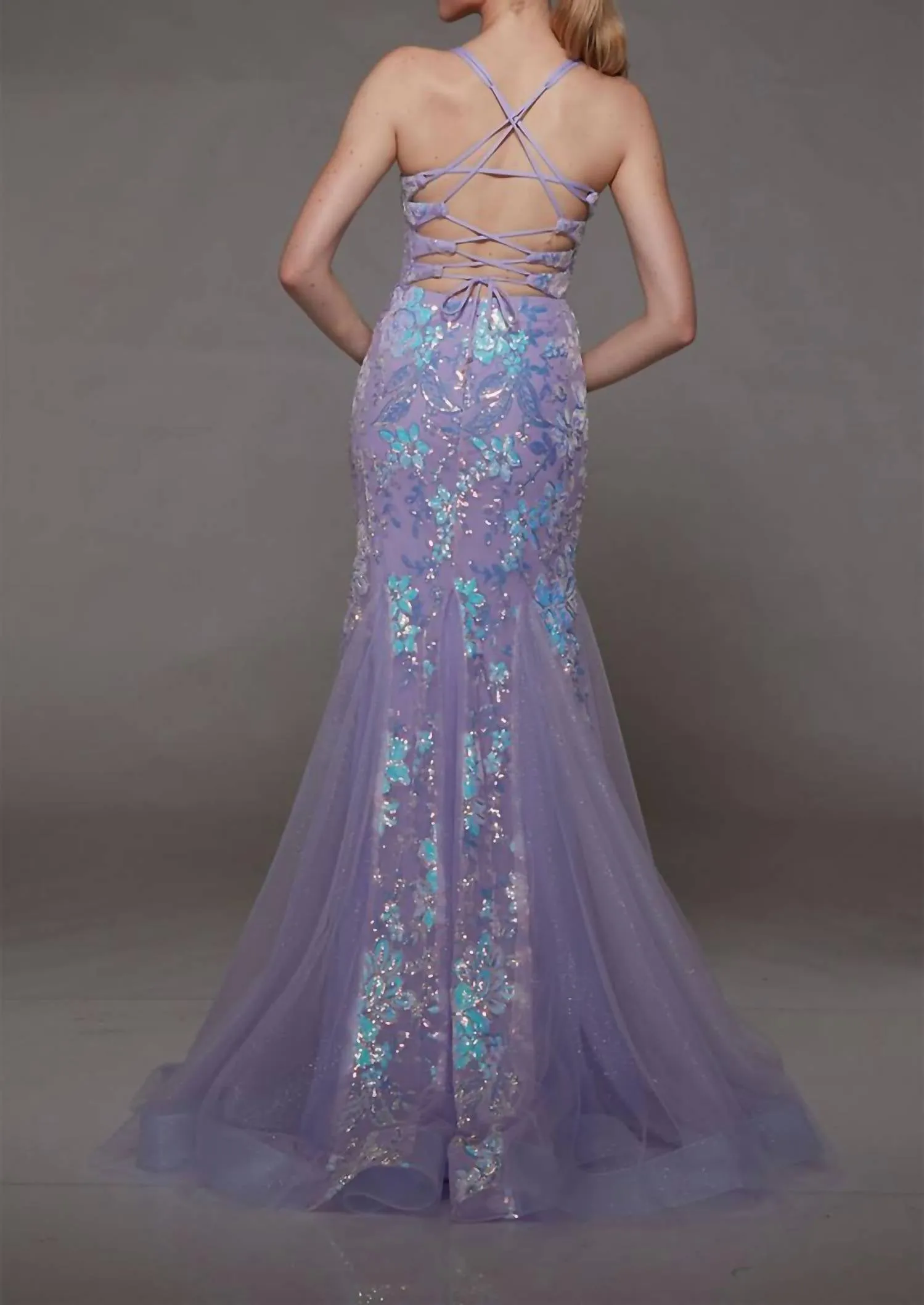 Alyce Paris - Floral Tulle Mermaid Prom Dress