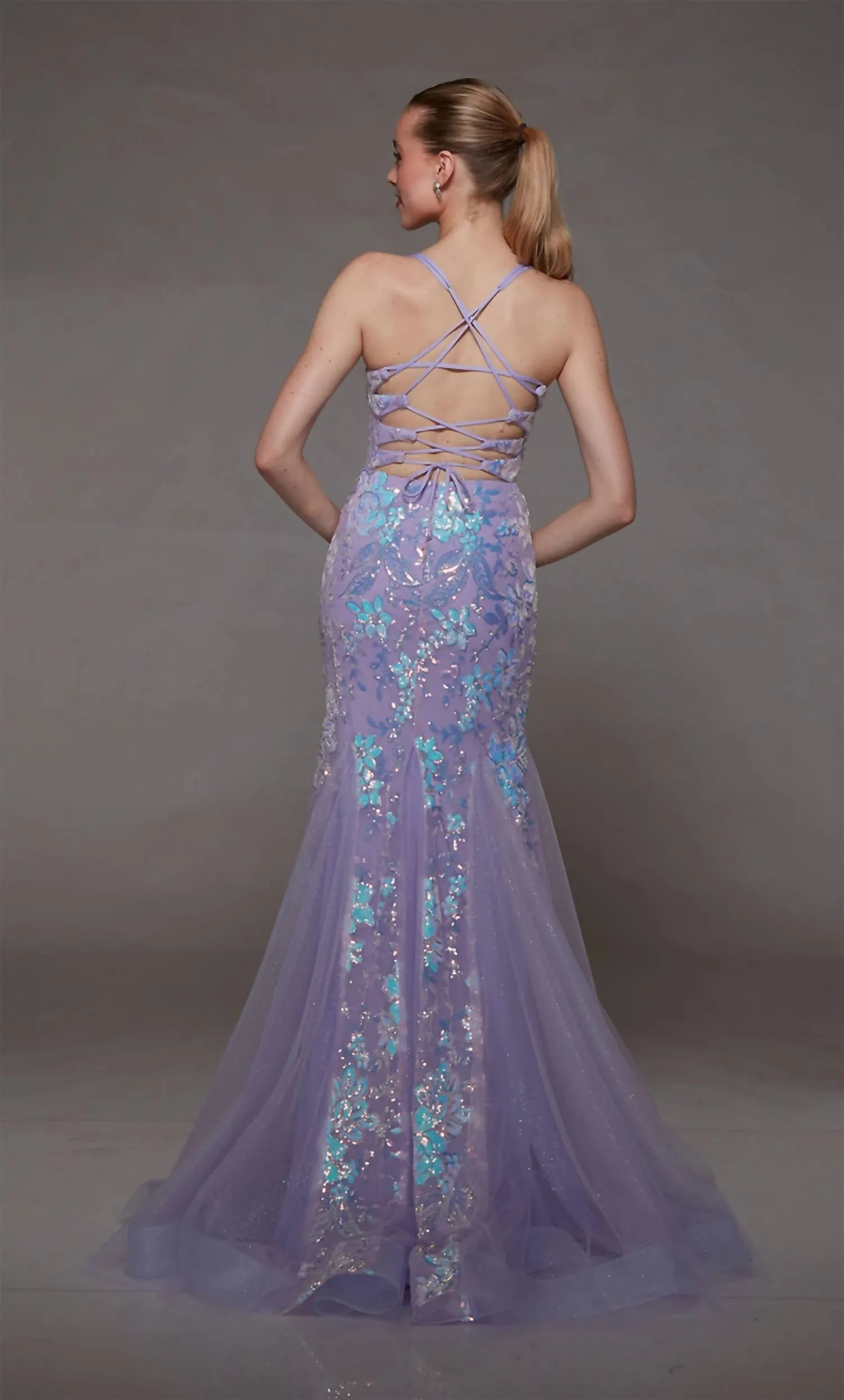 Alyce Paris - Floral Tulle Mermaid Prom Dress