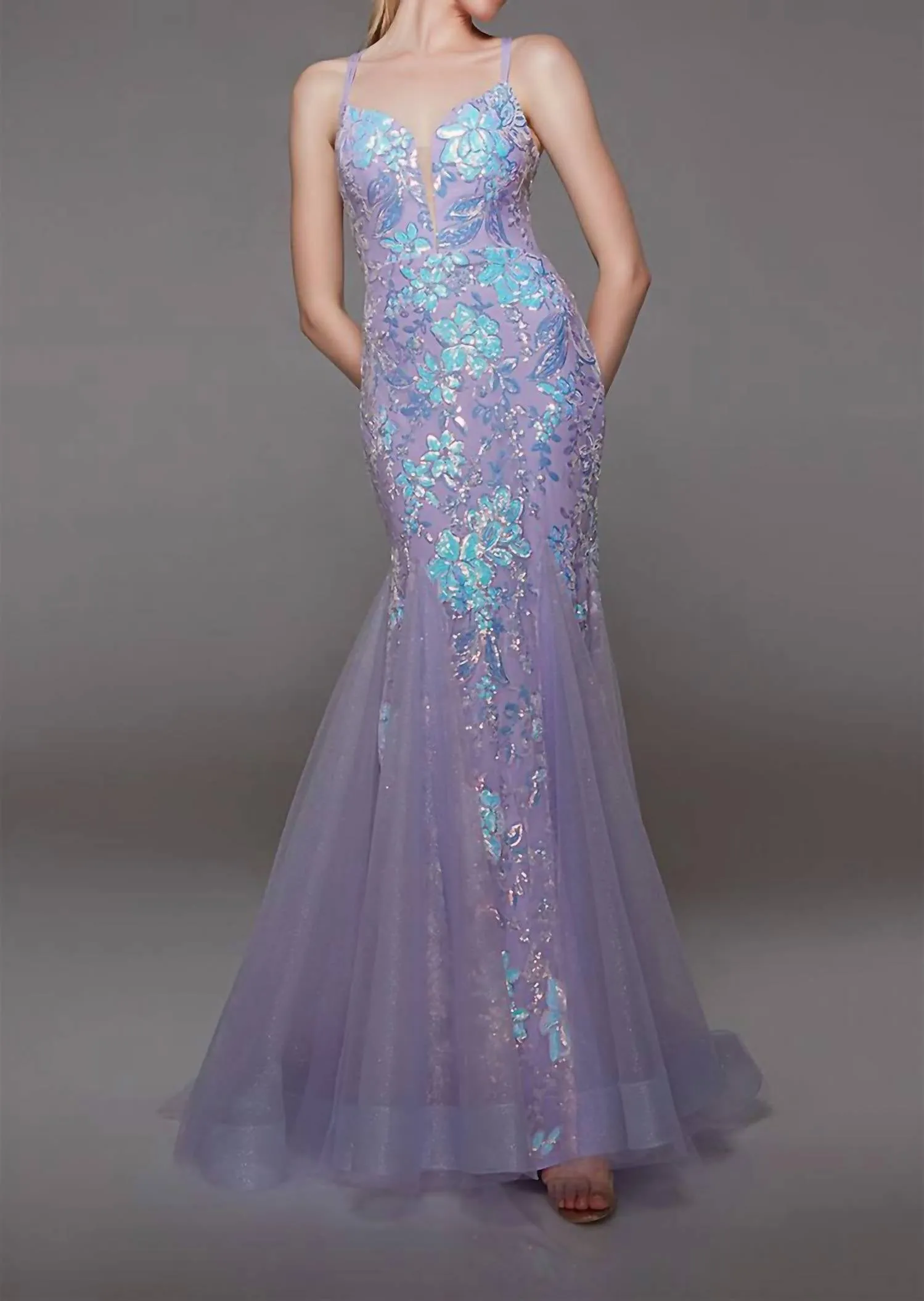 Alyce Paris - Floral Tulle Mermaid Prom Dress