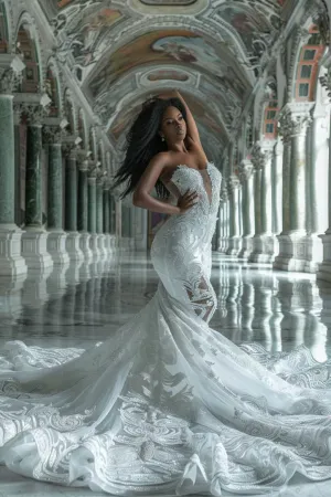 Amira  Loverxu Off Shoulder  White Mermaid Gown  Wedding Dress