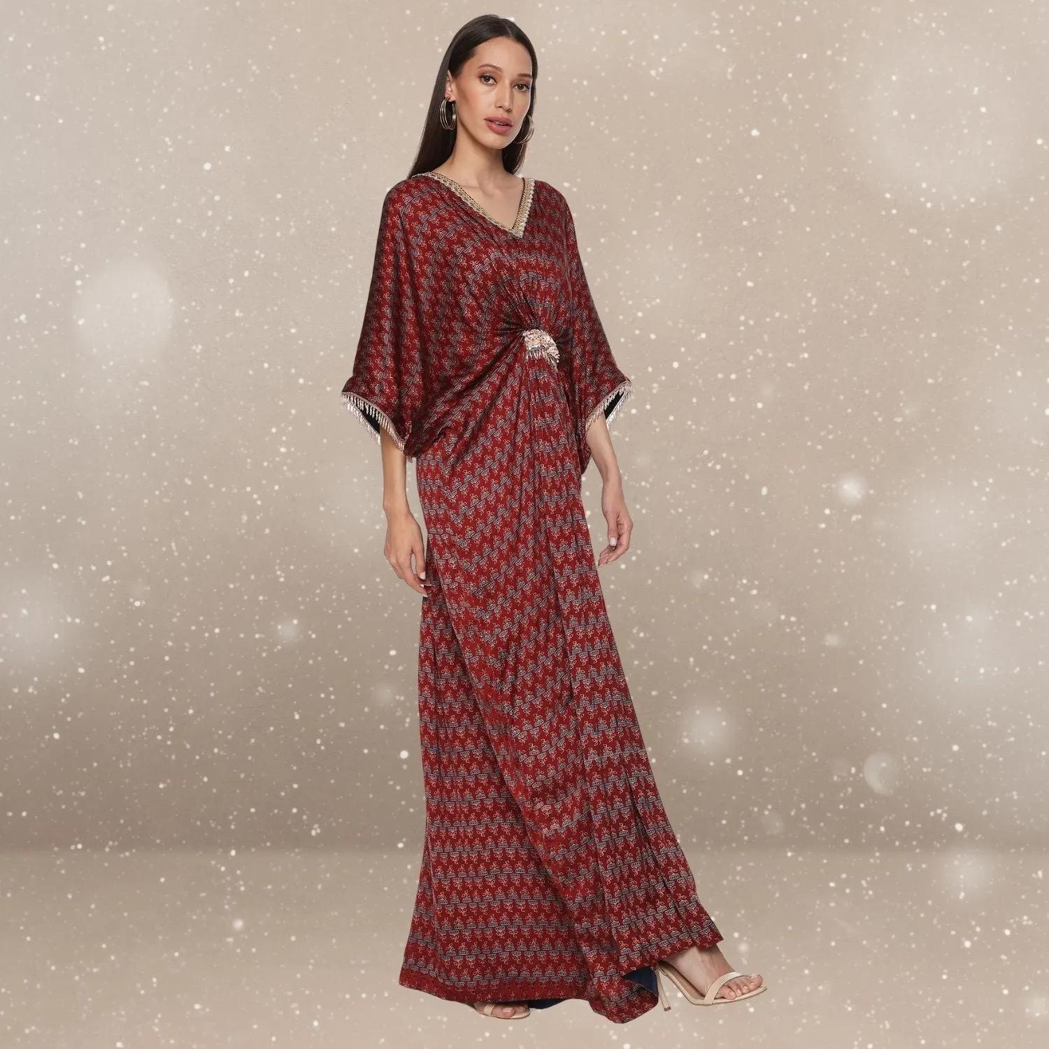 Anna Ajrakh Modal Kaftan | Hand-Block Print | Serene Sophistication