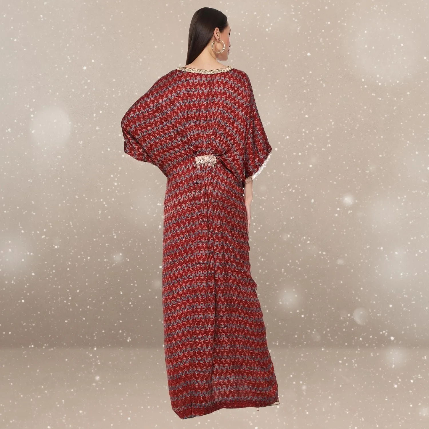 Anna Ajrakh Modal Kaftan | Hand-Block Print | Serene Sophistication