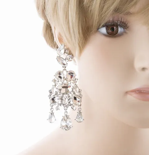 Bridal Wedding Jewelry Crystal Rhinestone Stylish Trendy Design Dangle Earrings