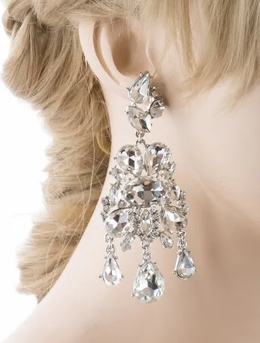 Bridal Wedding Jewelry Crystal Rhinestone Stylish Trendy Design Dangle Earrings