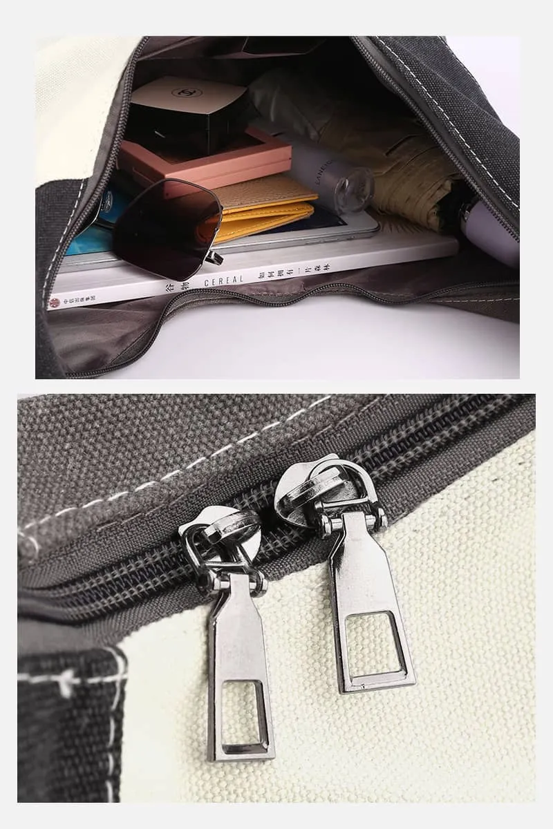 Color Block Canvas Bag