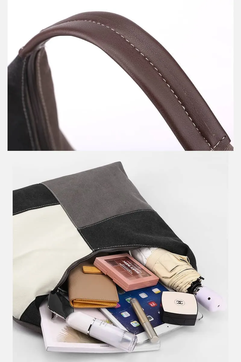 Color Block Canvas Bag