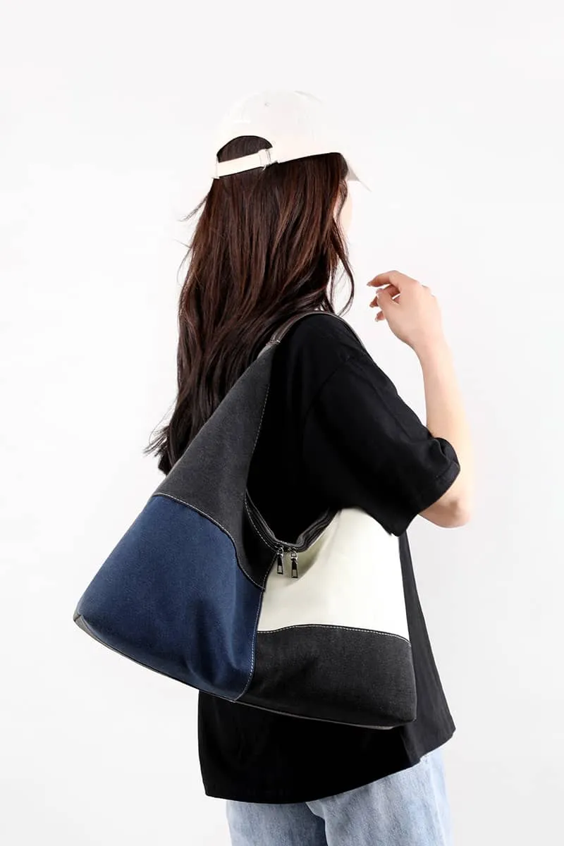 Color Block Canvas Bag