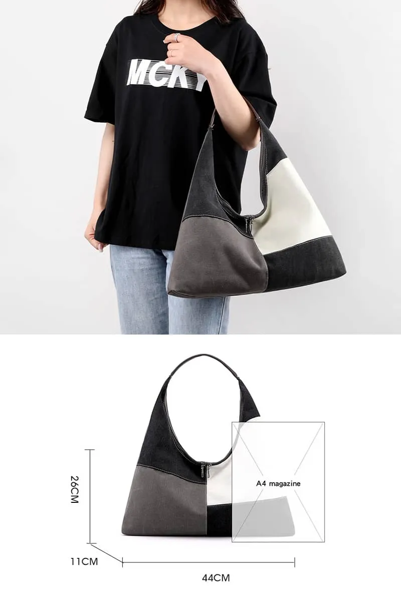 Color Block Canvas Bag