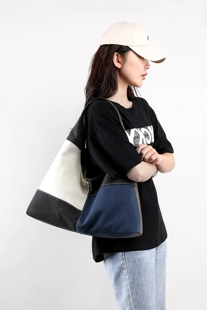 Color Block Canvas Bag