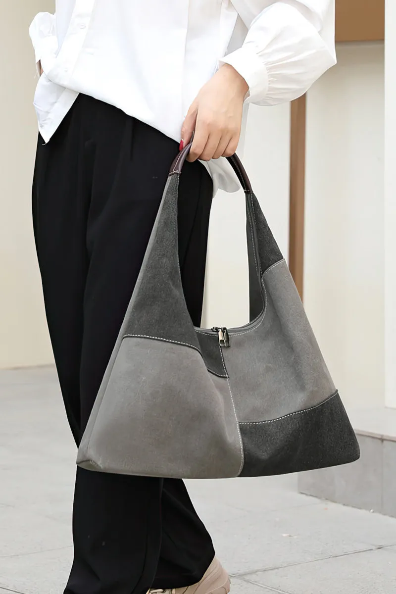 Color Block Canvas Bag