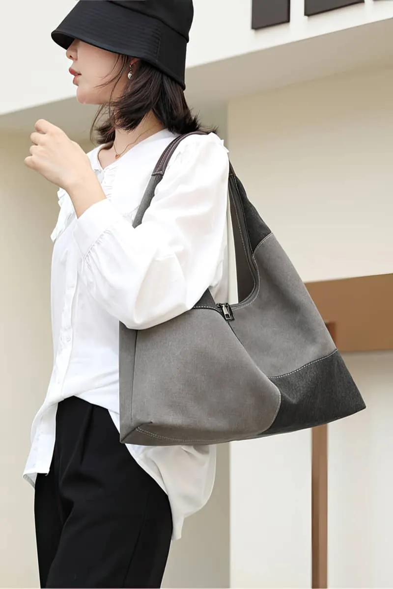Color Block Canvas Bag