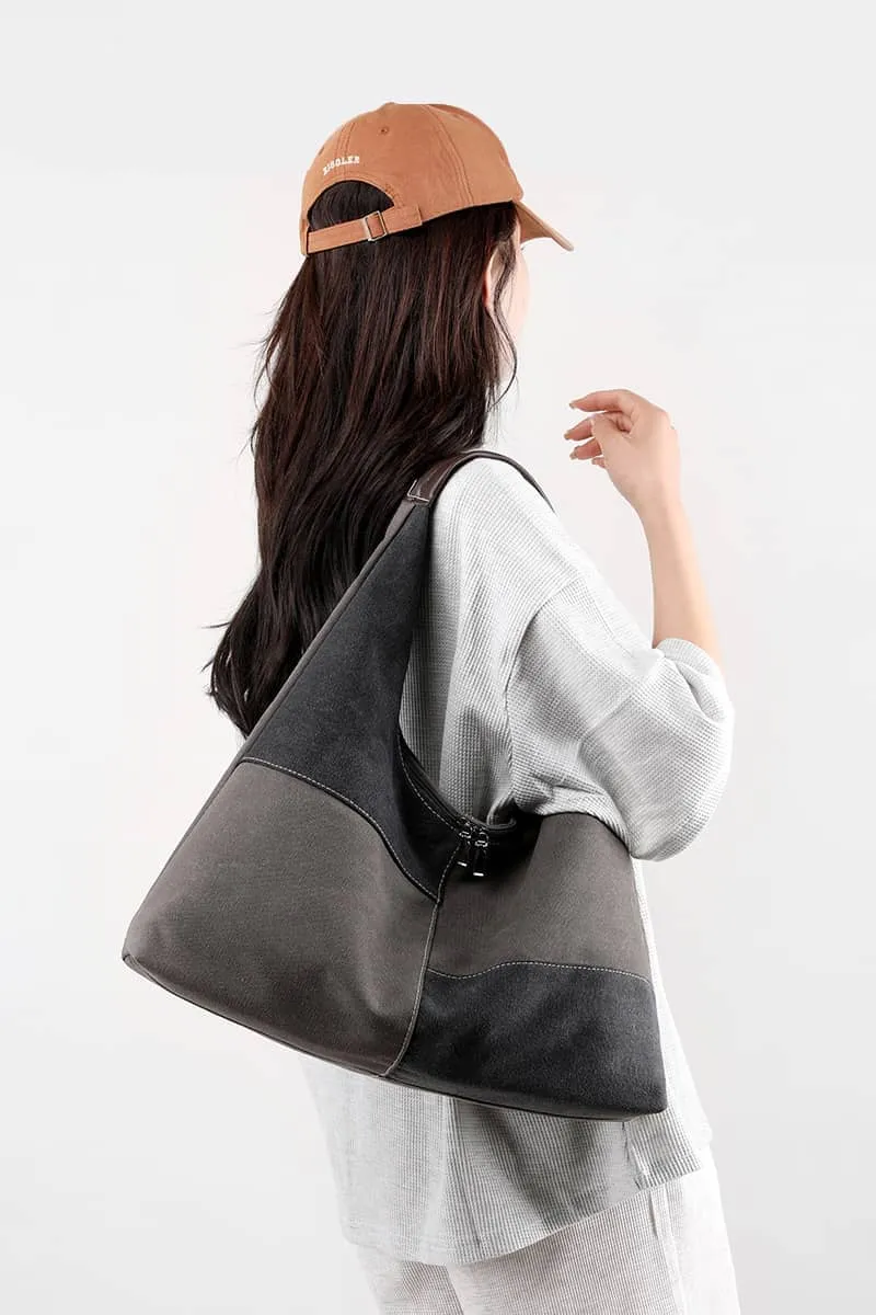 Color Block Canvas Bag
