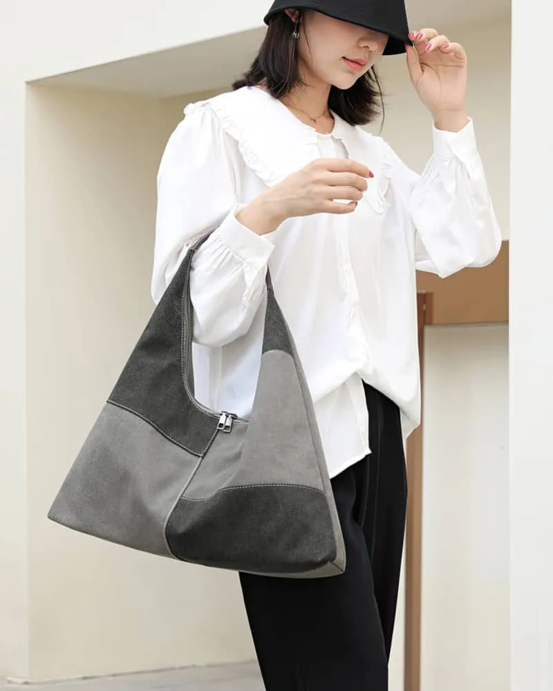 Color Block Canvas Bag