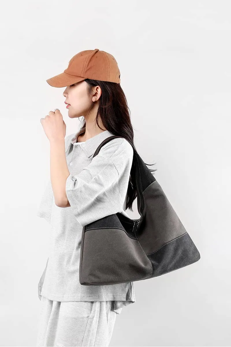 Color Block Canvas Bag