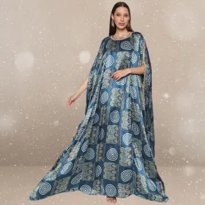 Dhriti Ajrakh Modal Kaftan | Hand-Block Print | Celestial Chic | Indigo Blue