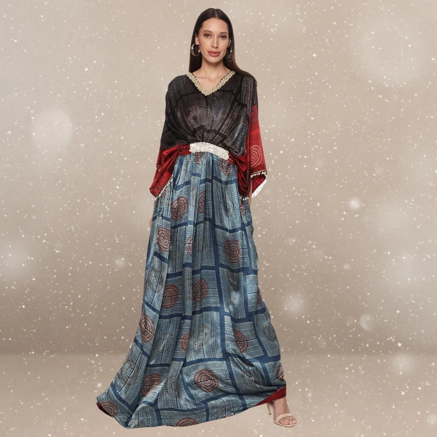 Donna Ajrakh Modal Kaftan | Hand-Block Print | Serene Sophistication