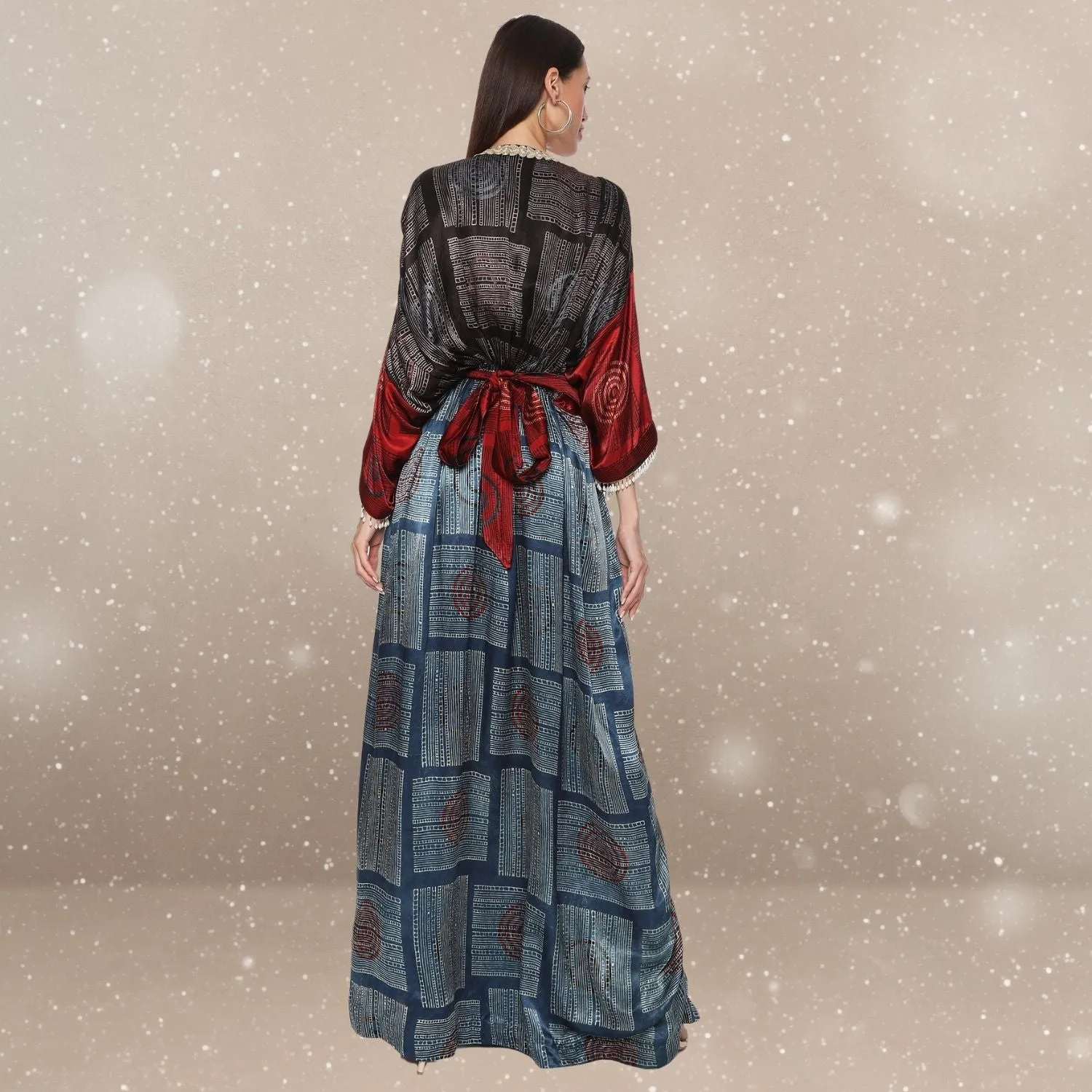 Donna Ajrakh Modal Kaftan | Hand-Block Print | Serene Sophistication