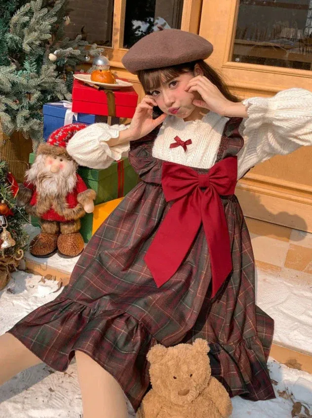 Dress Check Ruffle Big Bow
