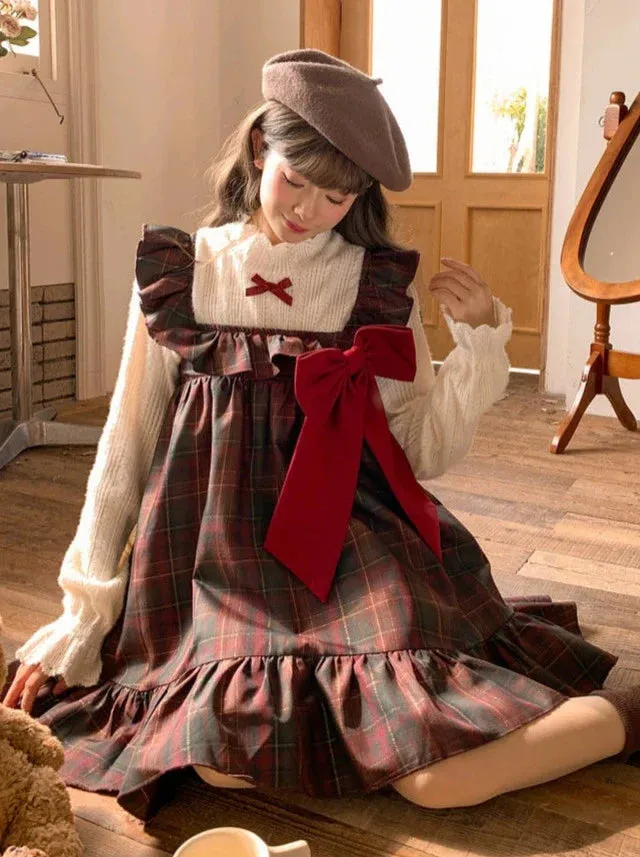 Dress Check Ruffle Big Bow