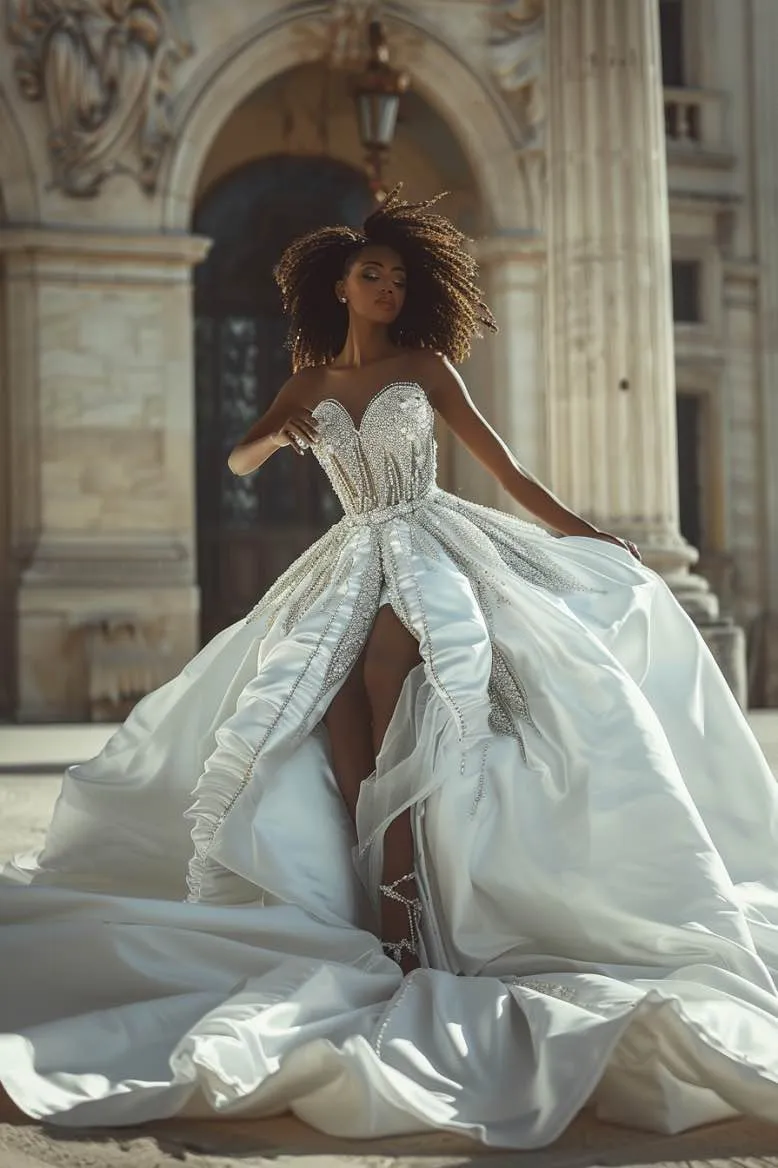 Evelyn  Elegant Sequin  White Off-Shoulder Ball Gown Wedding Dress