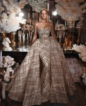 Gold Wedding Dress with Detachable Skirt