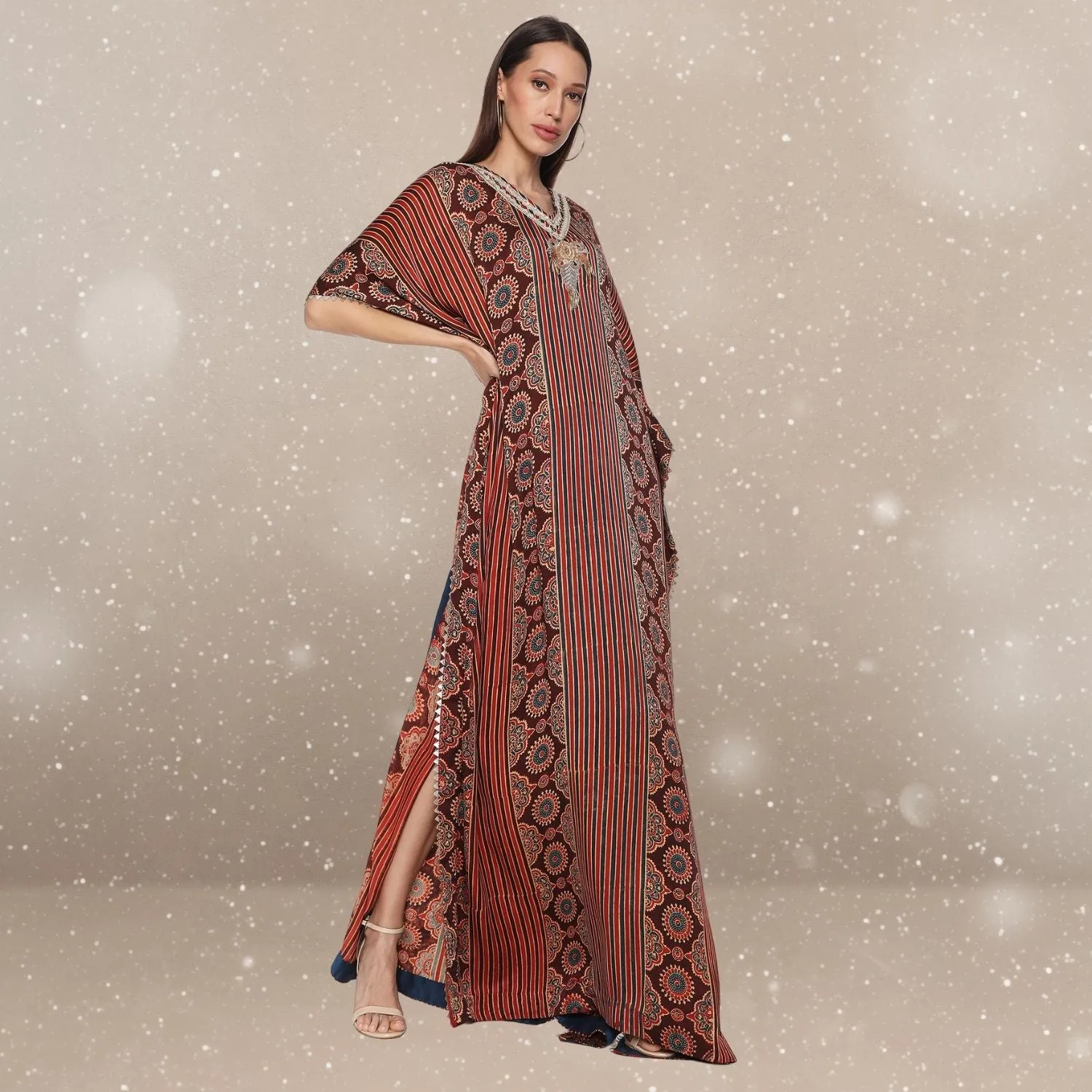 Hannah Ajrakh Modal Kaftan | Hand-Block Print | Enchanted Elegance