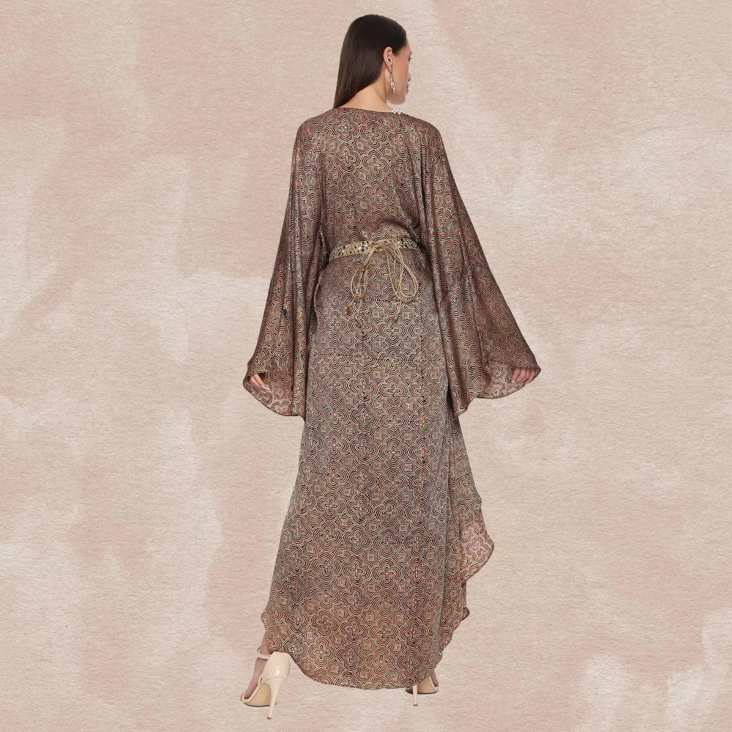 Julieta Tulip Ajrakh Modal Kaftan | Hand-Block Print | Dreamy Drape