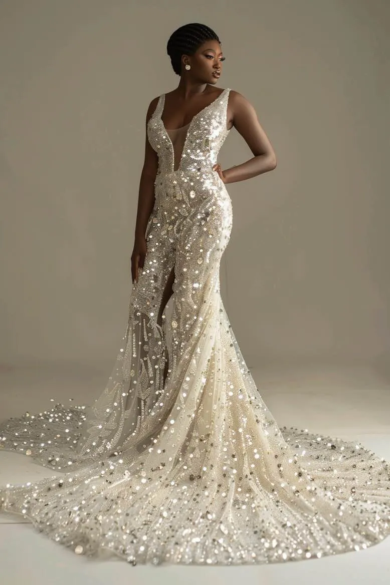 Libby  Sexy Exquisite white Mermaid Gown  Wedding Dress