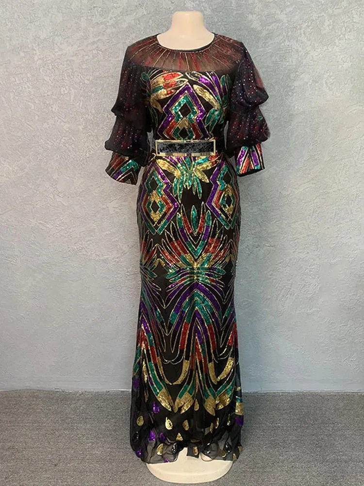 Luxury Sequin Dresses Women Sexy Mermaid Wedding Party Evening Dress