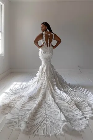Maddison Luxury White Mermaid Gown  Wedding Dress