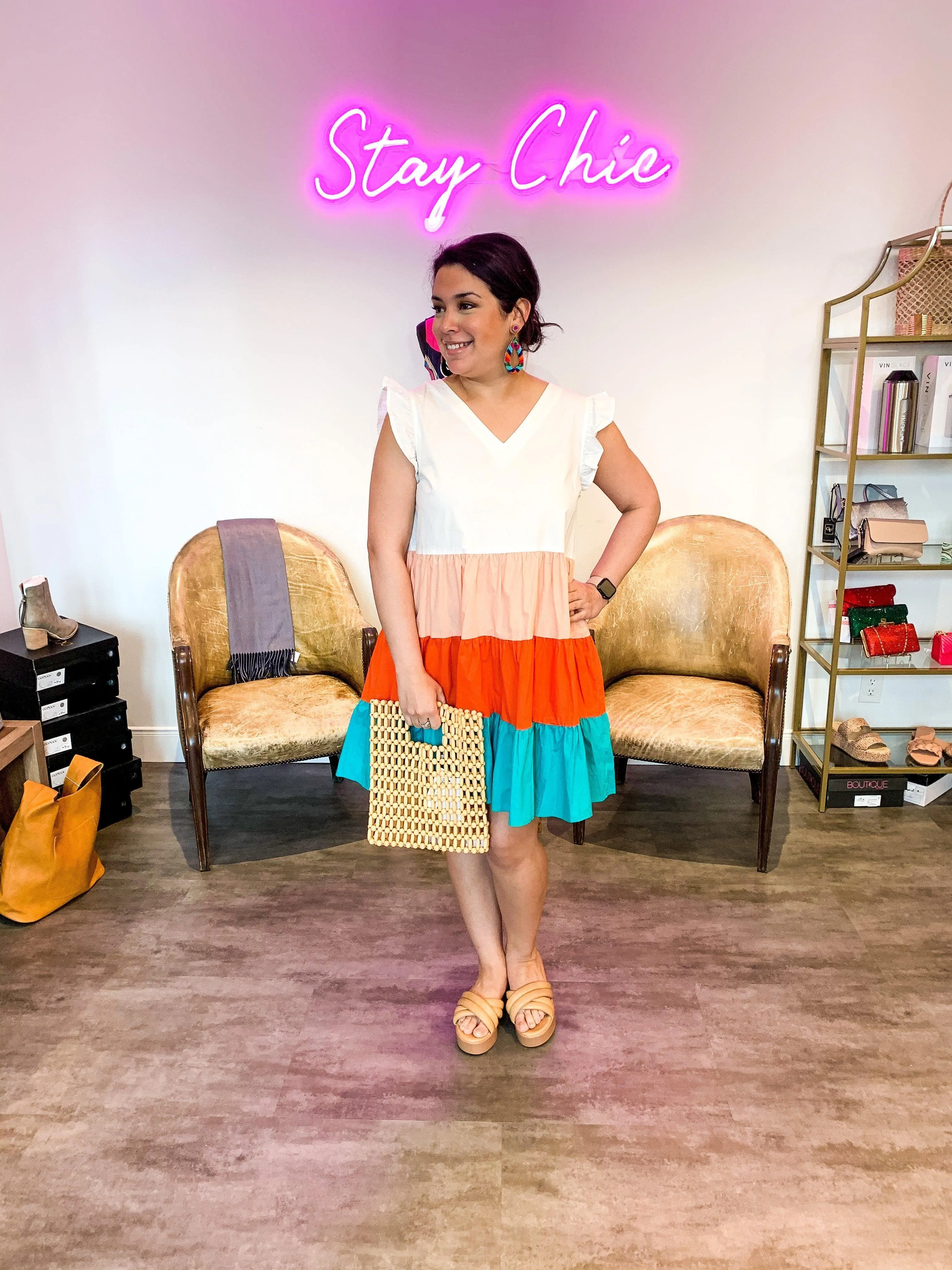 Ruffle Color Block Dress