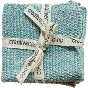 S/2 10-1/2" Square Cotton Knit Dish Cloths