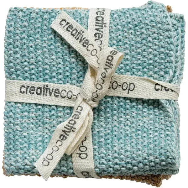 S/2 10-1/2" Square Cotton Knit Dish Cloths