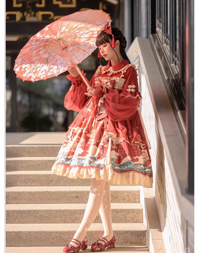 Sweet Bow Ruffle Lace Sleeves Lolita Dress