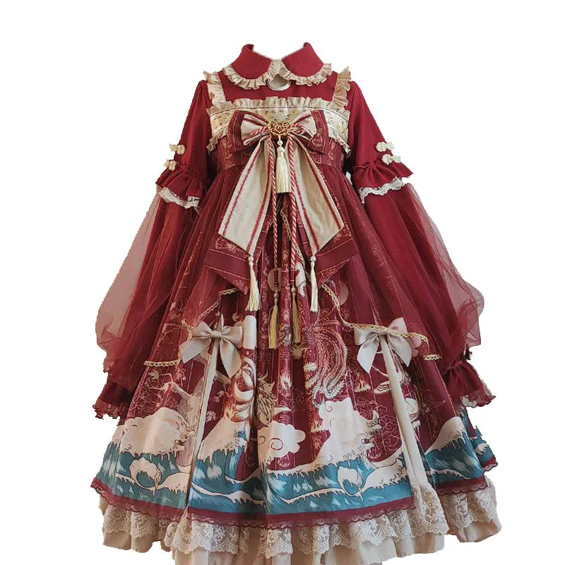 Sweet Bow Ruffle Lace Sleeves Lolita Dress