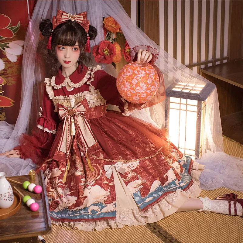 Sweet Bow Ruffle Lace Sleeves Lolita Dress