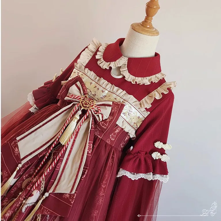 Sweet Bow Ruffle Lace Sleeves Lolita Dress