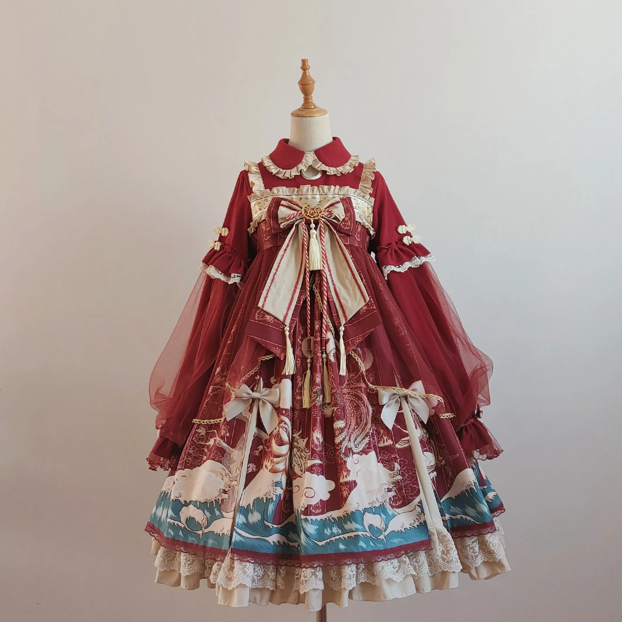 Sweet Bow Ruffle Lace Sleeves Lolita Dress